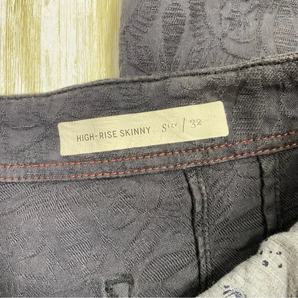 Anthropologie Pilcro and The Letterpress High Rise Skinny Gray Jacquard Pants - Picture 5 of 7